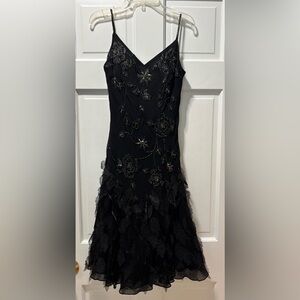 Vintage Sue Wong Black Silk Dress with Beaded Accents